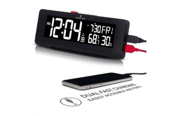 Image of Marathon Color Changing Spectrum LED Display Alarm Clock and USB Charging Station, Black, CL030063-BK-00-NA