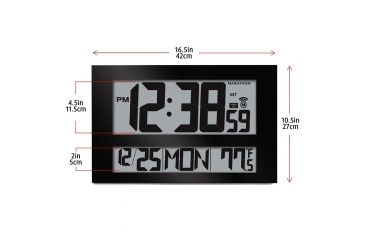 Image of Marathon Commercial Grade Jumbo Atomic Wall Clock w/6 Time Zones, Black, CL030025-BK-00-NA