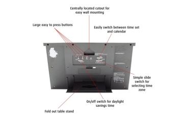 Image of Marathon Commercial Grade Jumbo Atomic Wall Clock w/6 Time Zones, Black, CL030025-BK-00-NA