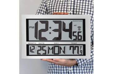 Image of Marathon Commercial Grade Jumbo Atomic Wall Clock w/6 Time Zones, Silver, CL030025-SV-00-NA
