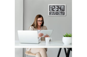 Image of Marathon Commercial Grade Jumbo Atomic Wall Clock w/6 Time Zones, Silver, CL030025-SV-00-NA