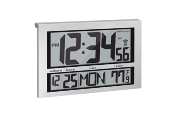 Image of Marathon Commercial Grade Jumbo Atomic Wall Clock w/6 Time Zones, Silver, CL030025-SV-00-NA