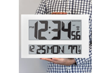 Image of Marathon Commercial Grade Jumbo Atomic Wall Clock w/6 Time Zones, White, CL030025-WH-00-NA