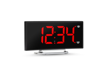 Image of Marathon Digital Dual Alarm Clock with Two USB Chargers, Black, 9 x 1 x 3in, CL030070-BK-RD-NA