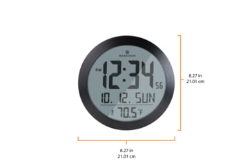 Image of Marathon Digital Round Wall Clock, Black, 9in x 1in x 9in, CL030069-BS-00-NA