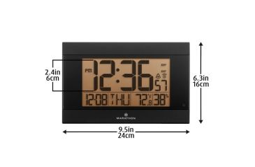 Image of Marathon Digital Wall Clock w/Auto-Night Light, Black CL030052BK