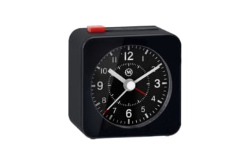 Image of Marathon Mini Analog Alarm Clock, Black Case/Black Dial, 2.75in x 2in x 2.75in, CL030065-BK-BK-NA
