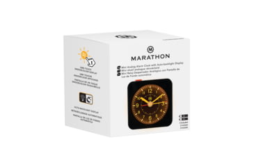 Image of Marathon Mini Analog Alarm Clock, Black Case/Black Dial, 2.75in x 2in x 2.75in, CL030065-BK-BK-NA