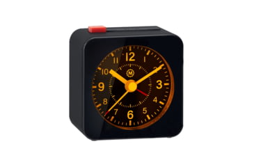 Image of Marathon Mini Analog Alarm Clock, Black Case/Black Dial, 2.75in x 2in x 2.75in, CL030065-BK-BK-NA