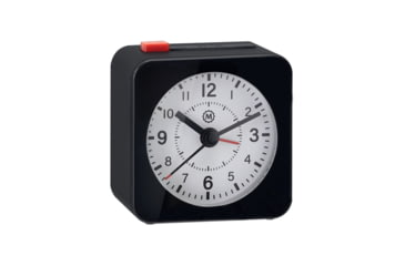 Image of Marathon Mini Analog Alarm Clock, Black Case/White Dial, 2.75in x 2in x 2.75in, CL030065-BK-WH-NA