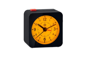 Image of Marathon Mini Analog Alarm Clock, Black Case/White Dial, 2.75in x 2in x 2.75in, CL030065-BK-WH-NA