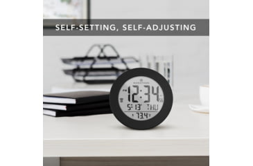 Image of Marathon Round Atomic Alarm Clock w/ Push Button Backlight, Black, CL030078-BK-RD-NA