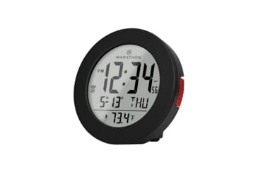 Image of Marathon Round Atomic Alarm Clock w/ Push Button Backlight, Black, CL030078-BK-RD-NA