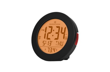 Image of Marathon Round Atomic Alarm Clock w/ Push Button Backlight, Black, CL030078-BK-RD-NA