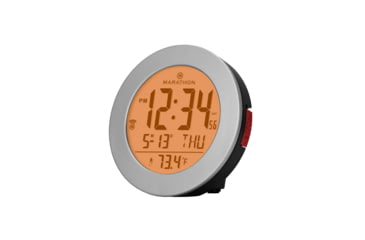 Image of Marathon Round Atomic Alarm Clock w/ Push Button Backlight, Graphite Grey, CL030078-GG-RD-NA