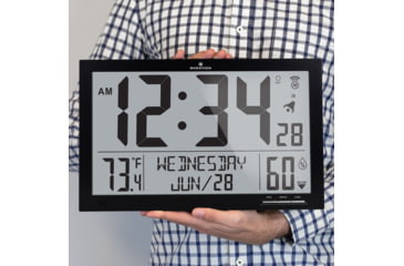 Image of Marathon Slim Jumbo Atomic Digital Wall Clock, Black, 14.6in x 1.2in x 9in, CL030062-BK-FD-NA