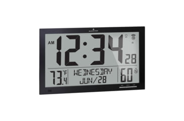 Image of Marathon Slim Jumbo Atomic Digital Wall Clock, Black, 14.6in x 1.2in x 9in, CL030062-BK-FD-NA