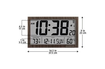 Image of Marathon Slim-Jumbo Atomic Digital Wall Clock, Wood, CL030062-WD-JB-NA