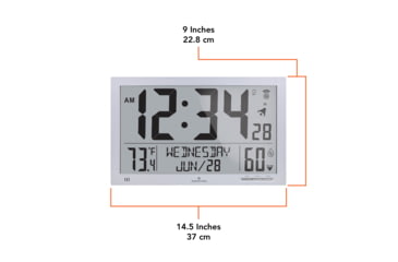 Image of Marathon Slim Jumbo Atomic Digital Wall Clock, Graphite Grey, 14.6in x 1.2in x 9in, CL030062-GG-FD-NA