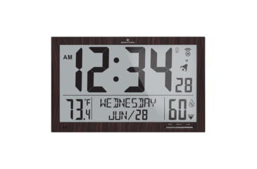 Image of Marathon Slim Jumbo Atomic Digital Wall Clock, Wood, 14.6in x 1.2in x 9in, CL030062-WD-FD-NA