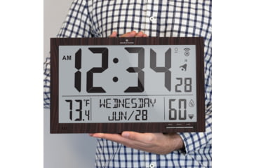 Image of Marathon Slim Jumbo Atomic Digital Wall Clock, Wood, 14.6in x 1.2in x 9in, CL030062-WD-FD-NA