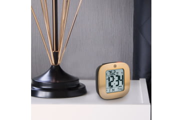 Image of Marathon Small Compact Alarm Clock, Gold, 3in x 1in x 3in, CL030058-GD-00-NA