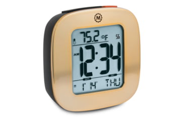 Image of Marathon Small Compact Alarm Clock, Gold, 3in x 1in x 3in, CL030058-GD-00-NA
