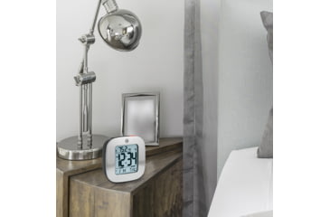 Image of Marathon Small Compact Alarm Clock, Silver, 3in x 1in x 3in, CL030058-SV-00-NA
