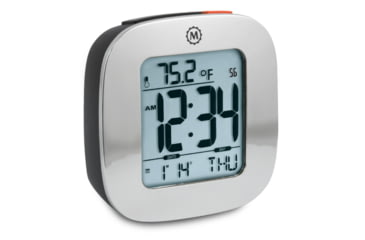 Image of Marathon Small Compact Alarm Clock, Silver, 3in x 1in x 3in, CL030058-SV-00-NA