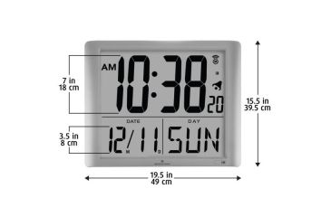 Image of Marathon Super-Jumbo Atomic Digital Wall Clock w/7 inch Digits, Graphite Gray CL030061GG