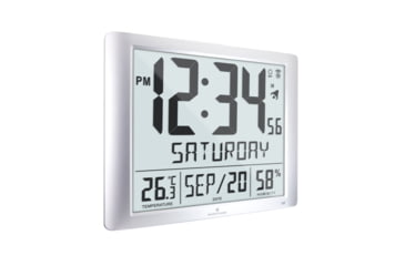 Image of Marathon Super Jumbo Atomic Wall Clock with Full Date display and 7 Time Zones, Classic Black, LARGE, CL030061-GG-FD-NA