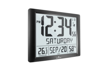 Image of Marathon Super Jumbo Atomic Wall Clock with Full Date display and 7 Time Zones, Graphite Grey, LARGE, CL030061-BK-FD-NA