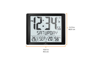 Image of Marathon Super Jumbo Atomic Wall Clock with Full Date display and 7 Time Zones, Graphite Grey, LARGE, CL030061-BK-FD-NA