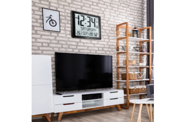 Image of Marathon Super Jumbo Atomic Wall Clock with Full Date display and 7 Time Zones, Graphite Grey, LARGE, CL030061-BK-FD-NA