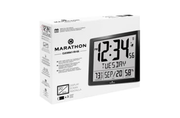 Image of Marathon Super Jumbo Atomic Wall Clock with Full Date display and 7 Time Zones, Graphite Grey, LARGE, CL030061-BK-FD-NA