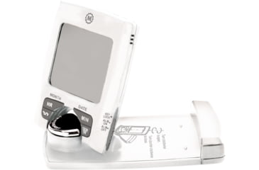 Image of Marathon Travel Alarm Clock w/ Calendar and Temperature, White, 2.5in x .5in x 3in, CL030023-WH-SV-NA