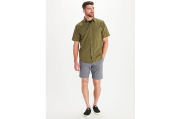 Image of Marmot Aerobora Short Sleeve Shirt - Mens, Winter Moss, Small, 42100-16285-S