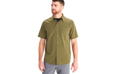 Image of Marmot Aerobora Short Sleeve Shirt - Mens, Winter Moss, Small, 42100-16285-S