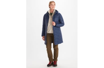Image of Marmot Echo Featherless Long Jacket - Women's, Small, Arctic Navy Shiny, M13215-20952-S