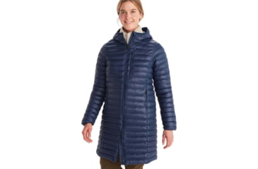 Image of Marmot Echo Featherless Long Jacket - Women's, Small, Arctic Navy Shiny, M13215-20952-S