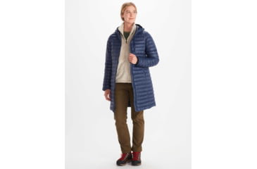 Image of Marmot Echo Featherless Long Jacket - Womens, Arctic Navy Shiny, Small, M15871-20952-S
