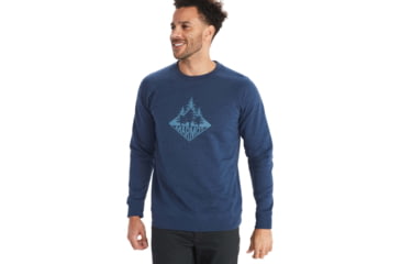 Image of Marmot Forest Crew Neck Sweatshirt - Mens, Navy Heather, Large, M11741-8550-L
