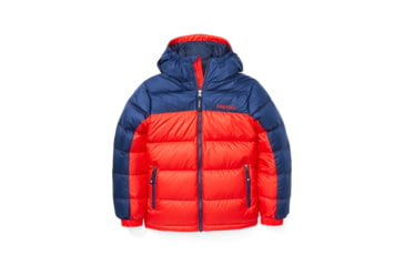 Image of Marmot Guides Down Hoody - Kids, Victory Red/Arctic Navy, Extra Small, 73700-5988-XS