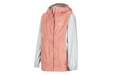 Image of Marmot PreCip Eco Jacket - Girls, Coral Pink/Bright Steel, Extra Small, 41010-7242-XS