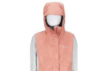 Image of Marmot PreCip Eco Jacket - Girls, Coral Pink/Bright Steel, Extra Small, 41010-7242-XS