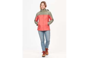 Image of Marmot PreCip Eco Jackets - Womens, Grapefruit/Vetiver, Extra Small, 46700-22495-XS