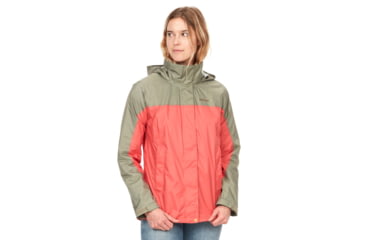 Image of Marmot PreCip Eco Jackets - Womens, Grapefruit/Vetiver, Extra Small, 46700-22495-XS