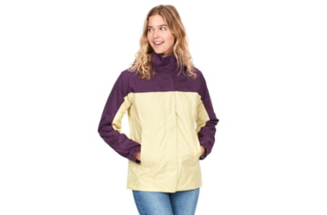 Image of Marmot PreCip Eco Jackets - Womens, Wheat/Purple Fig, Small, 46700-22498-S