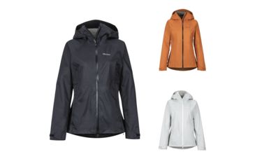 Image of Marmot PreCip Stretch Jacket - Women's, Black, Bonfire, Platinum