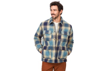 Image of Marmot Ridgefield Sherpa Flannel Shirt Jacket - Mens, Moon River, Medium, M14654-1904-M